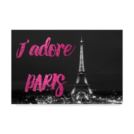 Jadore Paris Eiffel Tower at Night VI by Philippe Hugonnard, 12x19-Inch Canvas Wall Art